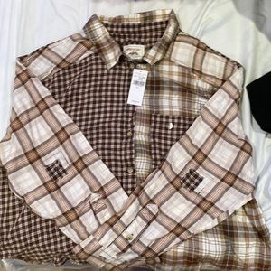 cropped brown flannel / American Eagle / retails 44.95